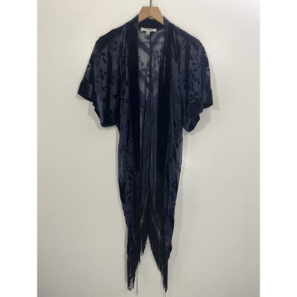Floral Burnout Velvet Boho Grunge Whimsigoth Kimono M Renaissance Witch Romance - Picture 1 of 15
